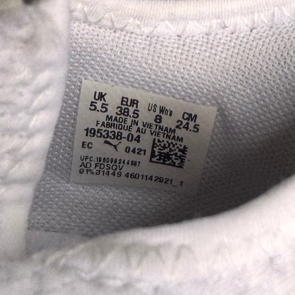 Puma Classic White and Gray/sage green Shoes - Picture 4 of 5